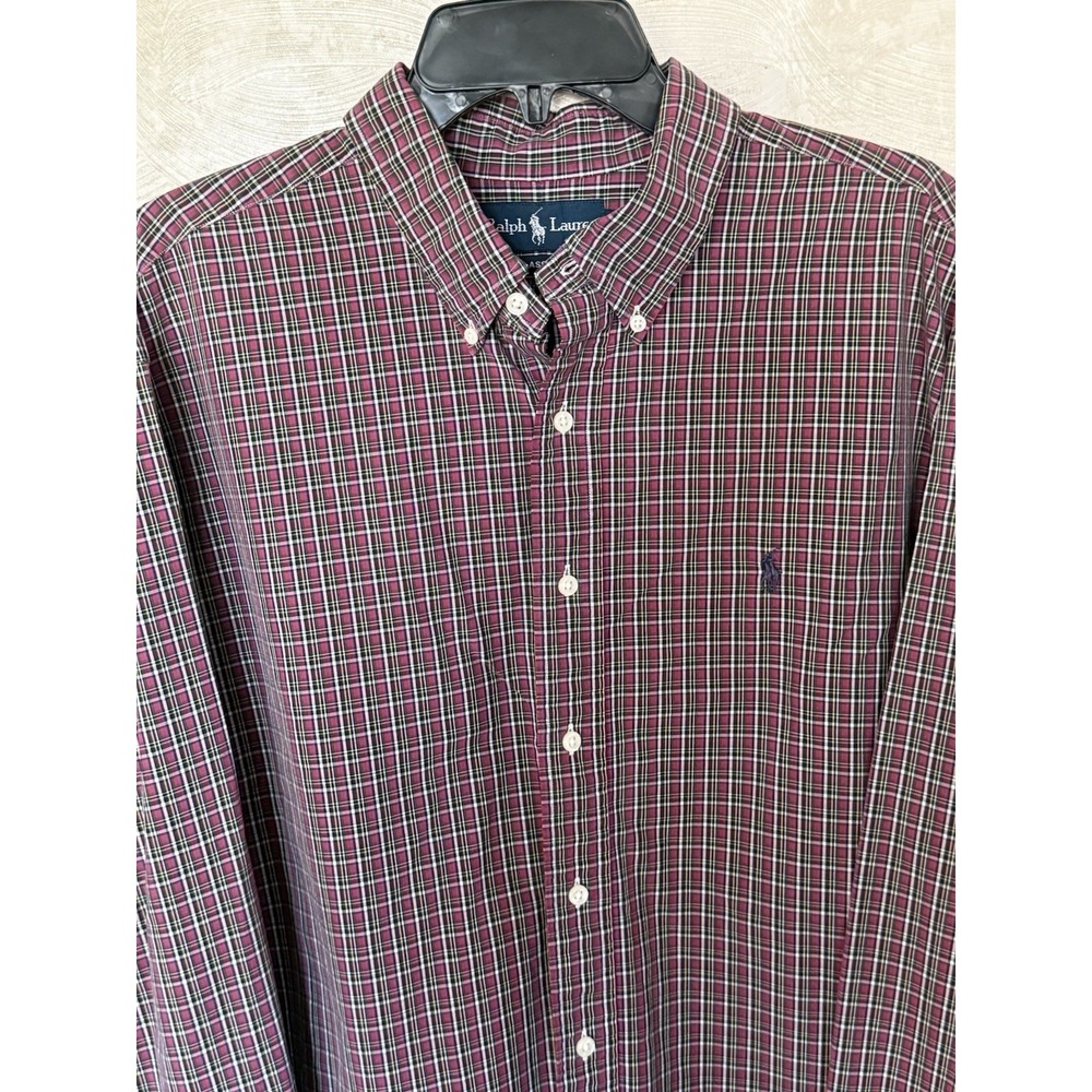 Ralph Lauren Classic Fit Red Plaid Button Down Long Sleeve Shirt Men's XXL Pony